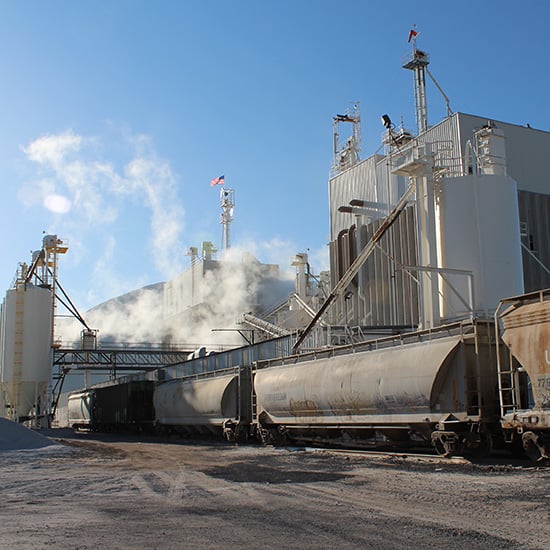 loading pumice into rail cars at the Hess Pumice plants